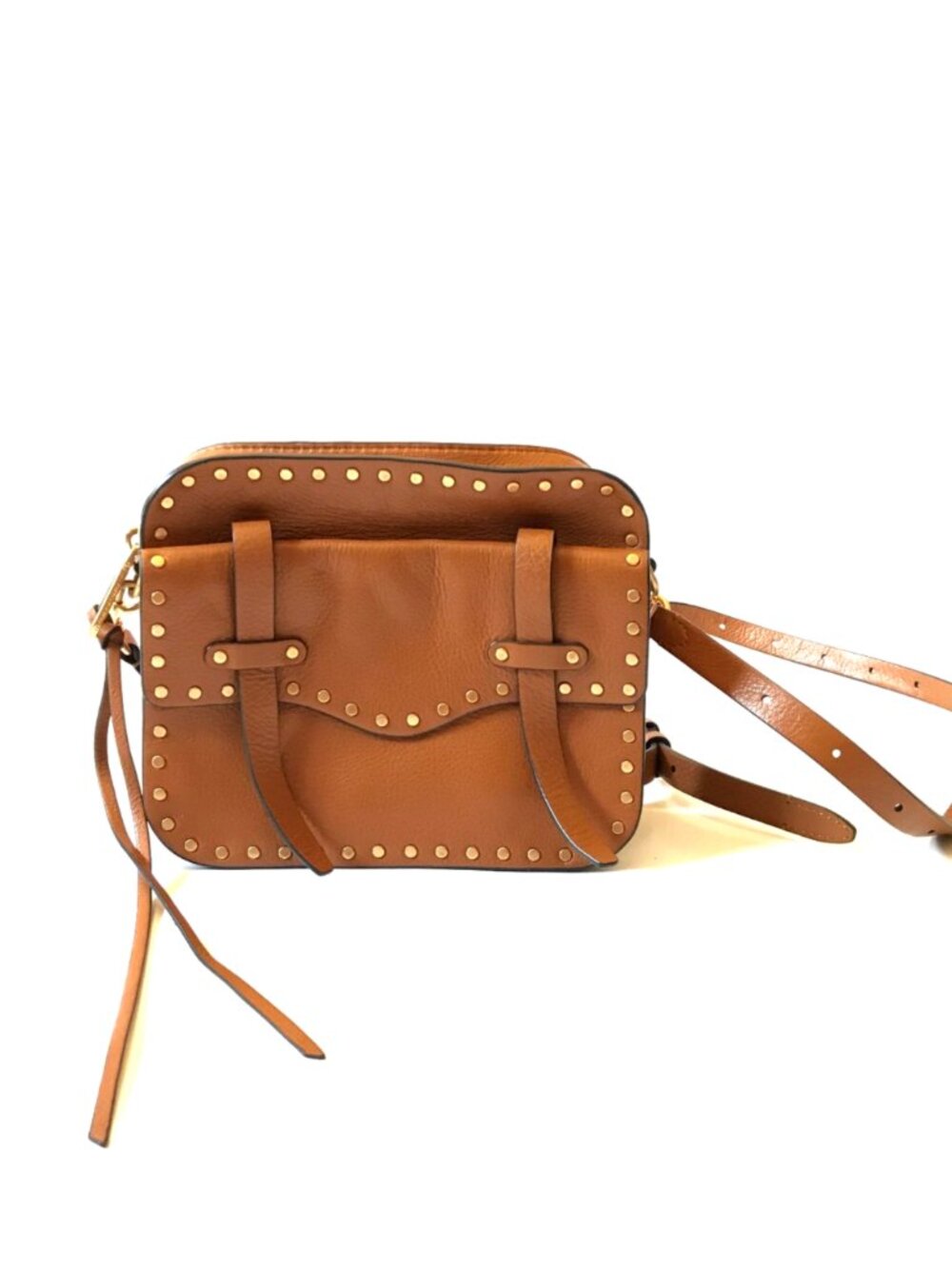 Rebecca Minkoff Nanine Crossbody Shoulder Bag Purse Womens Brown Leather Studded - Picture 3 of 13